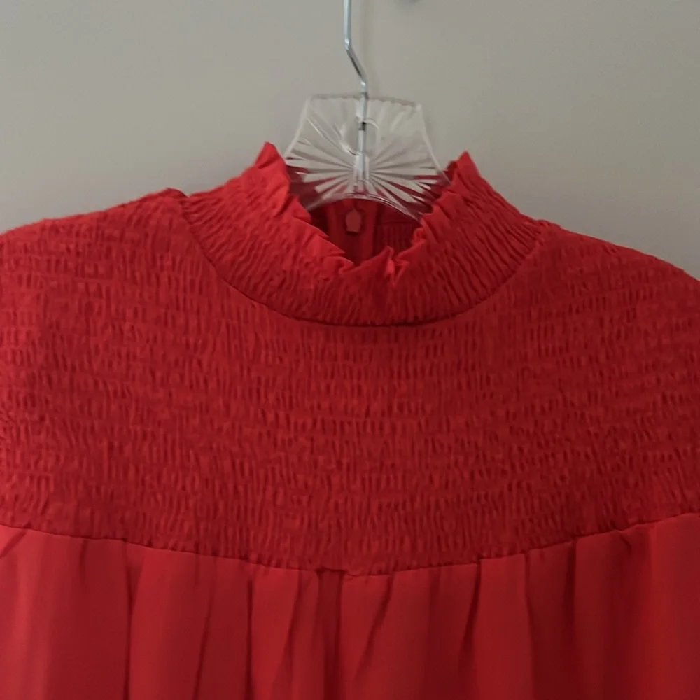 French Connection Red Ruffled Sleeveless Blouse - Picture 5 of 8